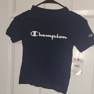 Champion Kids Navy Tee with White Logo